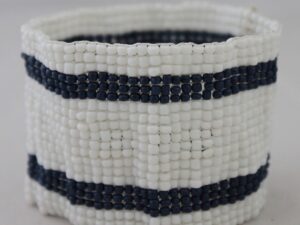 Wit blauw geweven elastiek armband